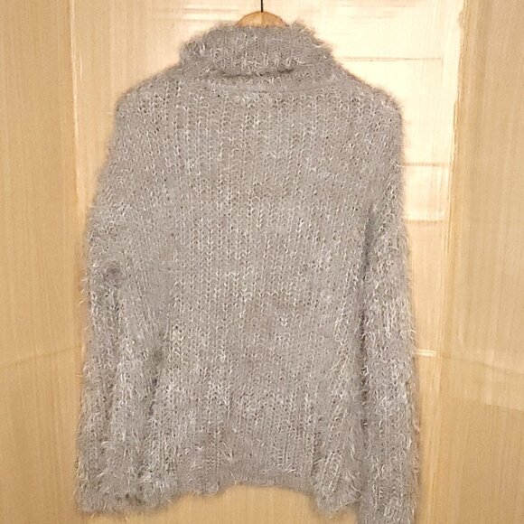 Joseph A Womens Grey Turtleneck Eyelash Sweater XL - Picture 2 of 6